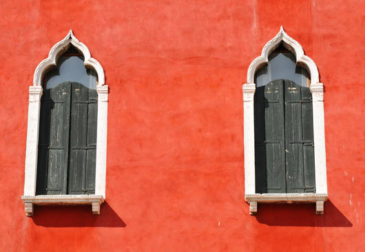 Two Windows in Red Wall Wall Decal