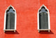 Two Windows in Red Wall Wall Decal