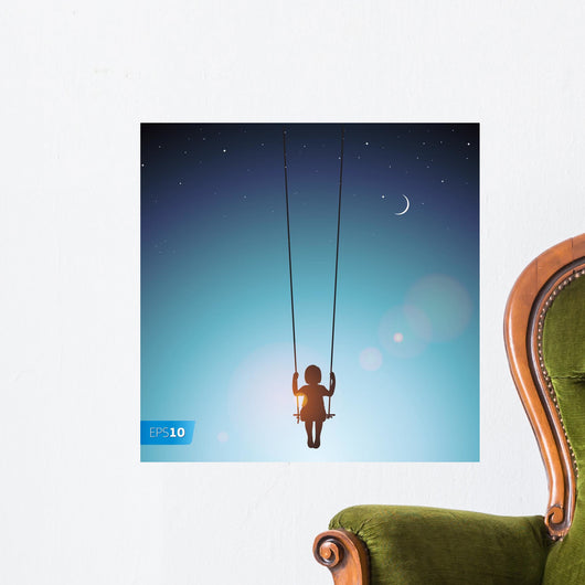 Little Girl Swing Wall Decal