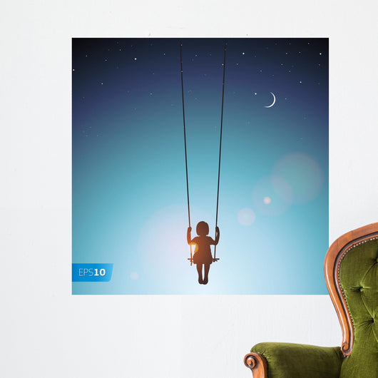 Little Girl Swing Wall Decal