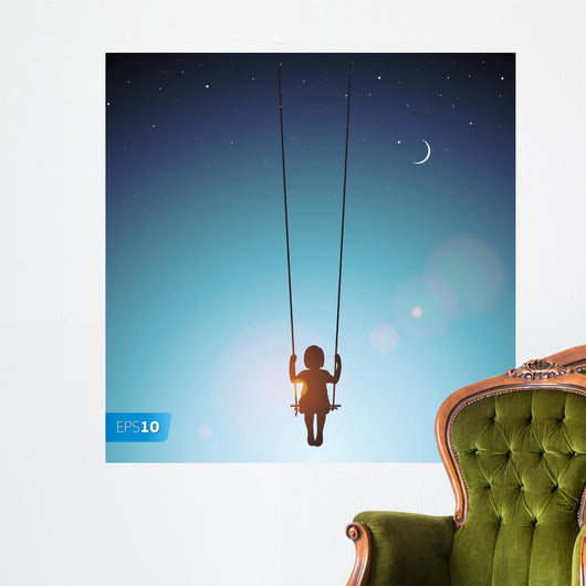 Little Girl Swing Wall Decal