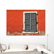 Red Wall and Shuttered Window Wall Decal
