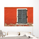 Red Wall and Shuttered Window Wall Decal