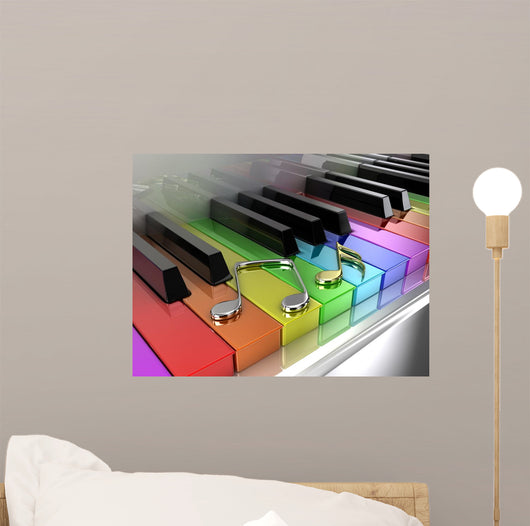 Rainbow Piano with Musical Notes - Light Wall Decal