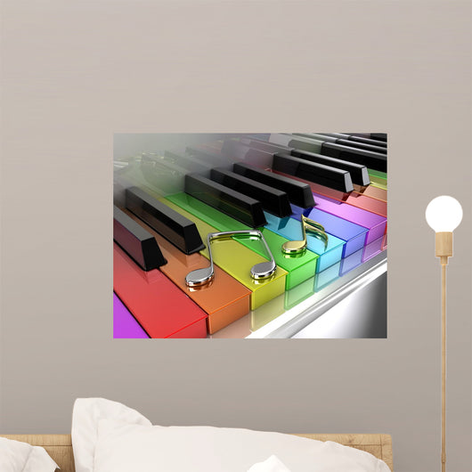 Rainbow Piano with Musical Notes - Light Wall Decal