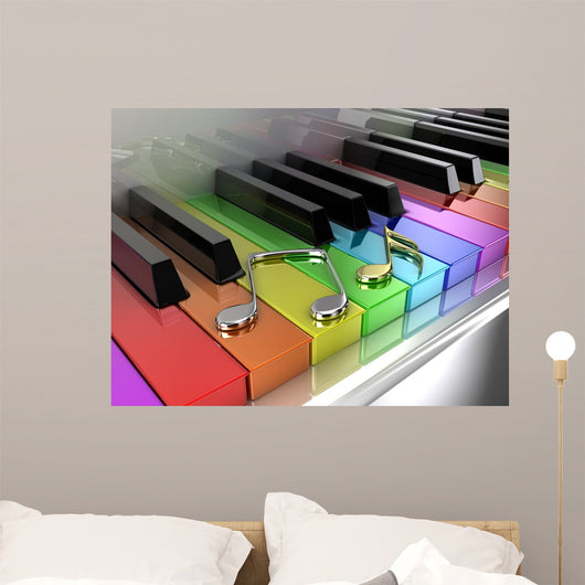 Rainbow Piano with Musical Notes - Light Wall Decal