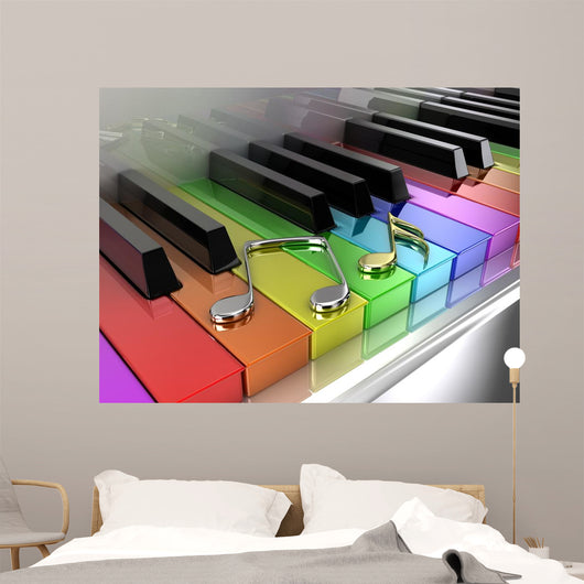 Rainbow Piano with Musical Notes - Light Wall Decal