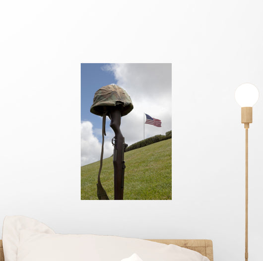 Fallen Soldier Battle Cross Wall Decal