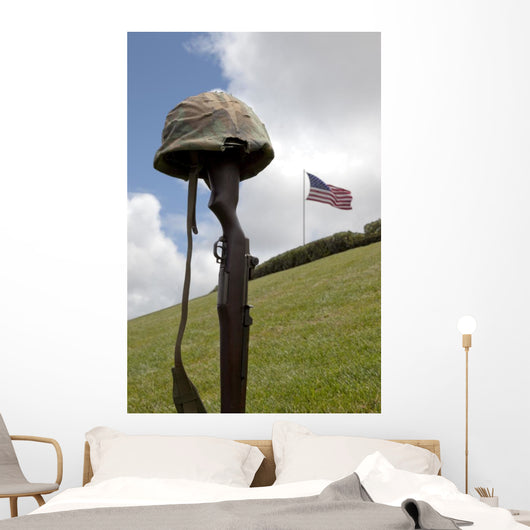 Fallen Soldier Battle Cross Wall Decal