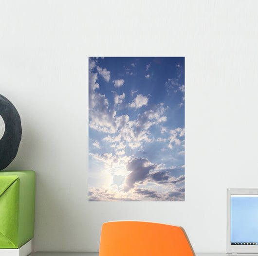 Clouds with Sun Rays Wall Decal