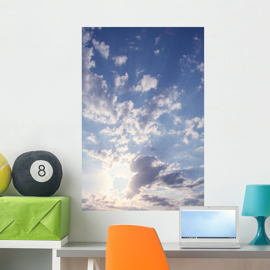 Clouds with Sun Rays Wall Decal