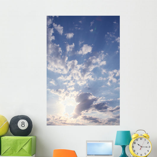 Clouds with Sun Rays Wall Decal