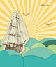 Retro Sea with Sailing Wall Decal