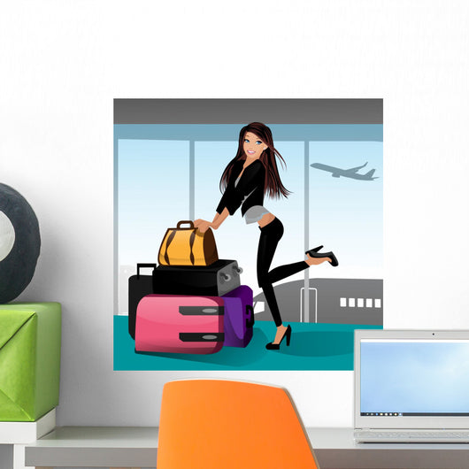 Happy Travelling Girl Wall Decal