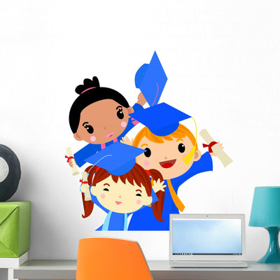 Graduation Kids Wall Decal shown on a wall