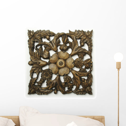 Ornate Wood Floral Ornament Wall Decal