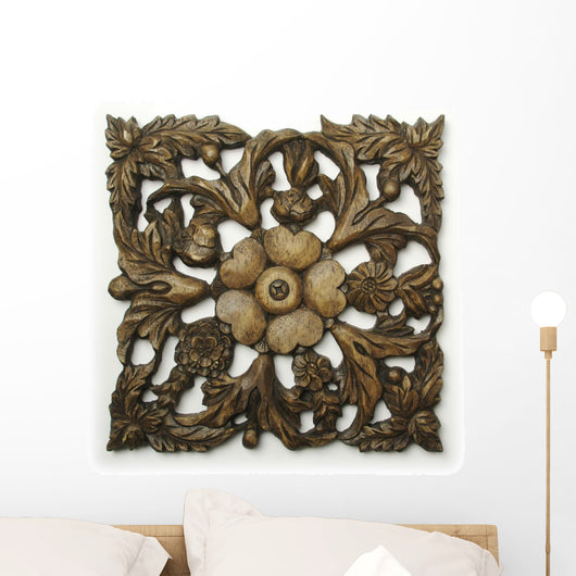 Ornate Wood Floral Ornament Wall Decal
