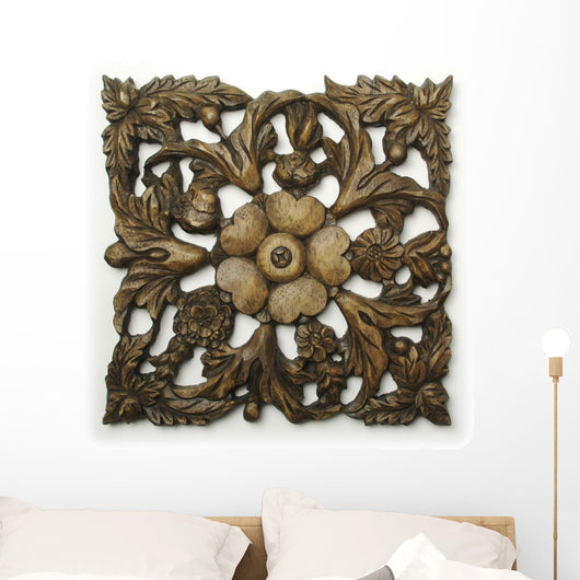 Ornate Wood Floral Ornament Wall Decal