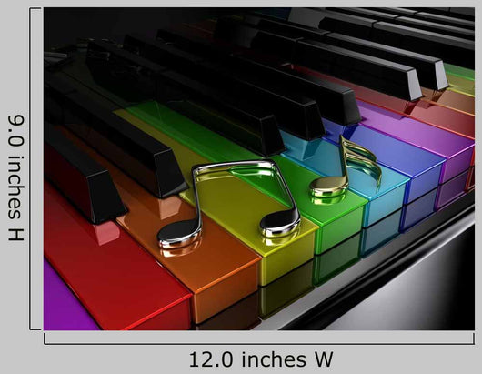 Rainbow Piano with Musical Notes - Dark Wall Decal