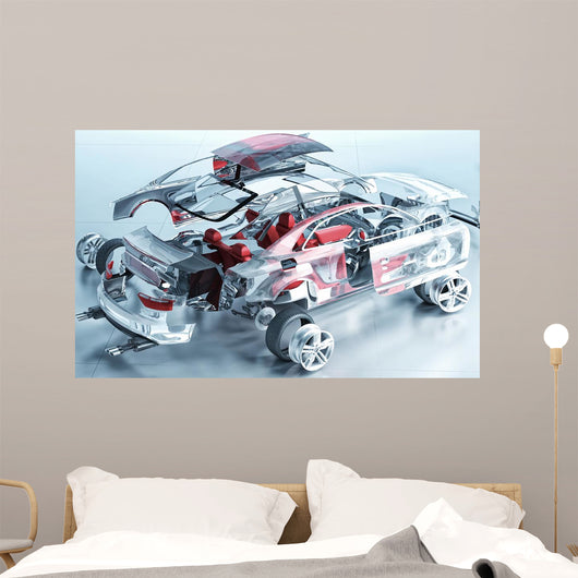Exploded Transparent Car Wall Decal