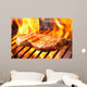 Steak Grill with Flames Wall Decal