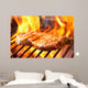 Steak Grill with Flames Wall Decal