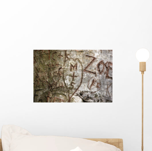 Initials Carved Tree Wall Decal