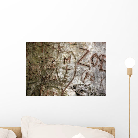 Initials Carved Tree Wall Decal