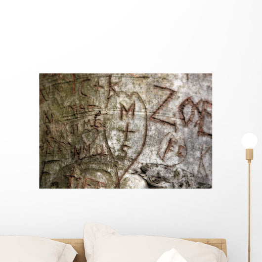 Initials Carved Tree Wall Decal