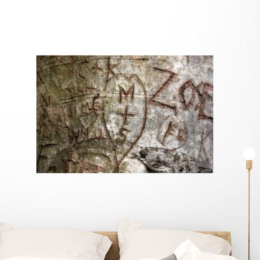Initials Carved Tree Wall Decal