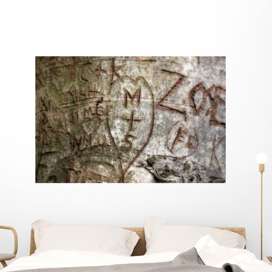 Initials Carved Tree Wall Decal