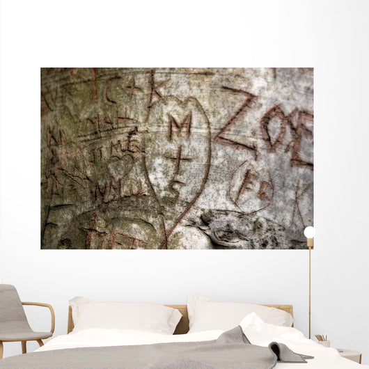 Initials Carved Tree Wall Decal