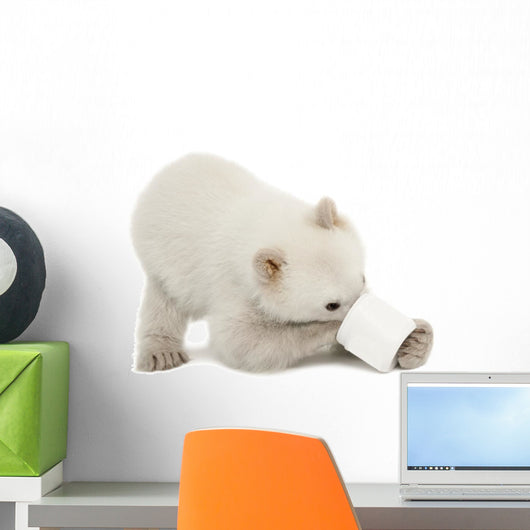 Polar Bear Cub with Plastic Jar Wall Decal