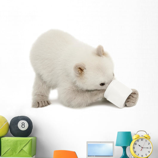 Polar Bear Cub with Plastic Jar Wall Decal