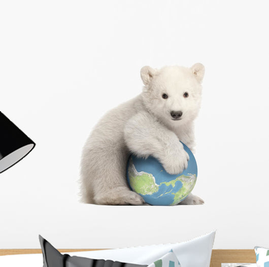 Polar Bear Globe Wall Decal