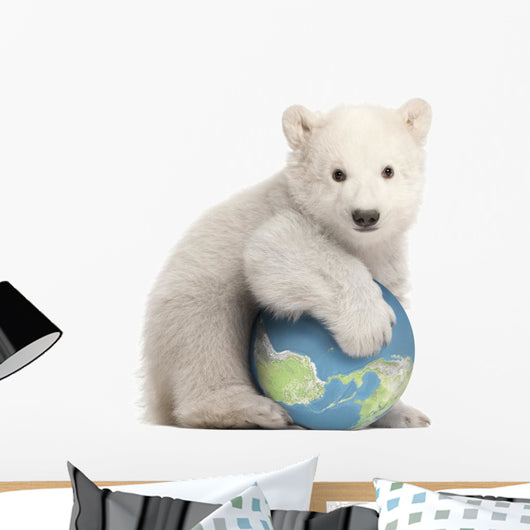 Polar Bear Globe Wall Decal