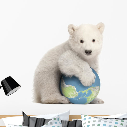 Polar Bear Globe Wall Decal