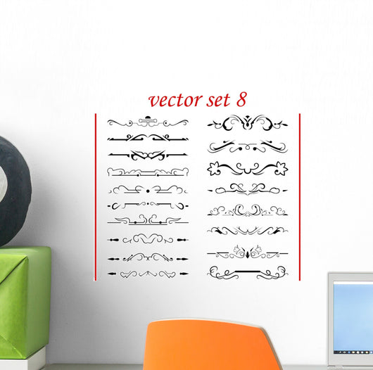 Vector Set 8 Calligraphic Design Wall Decal