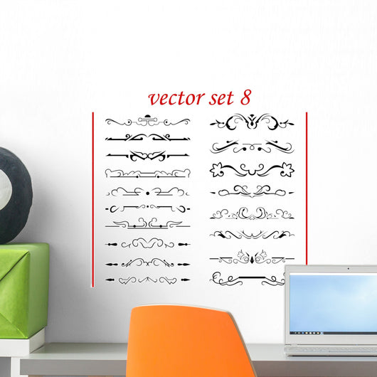 Vector Set 8 Calligraphic Design Wall Decal
