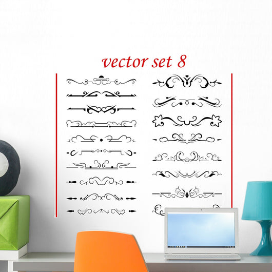 Vector Set 8 Calligraphic Design Wall Decal