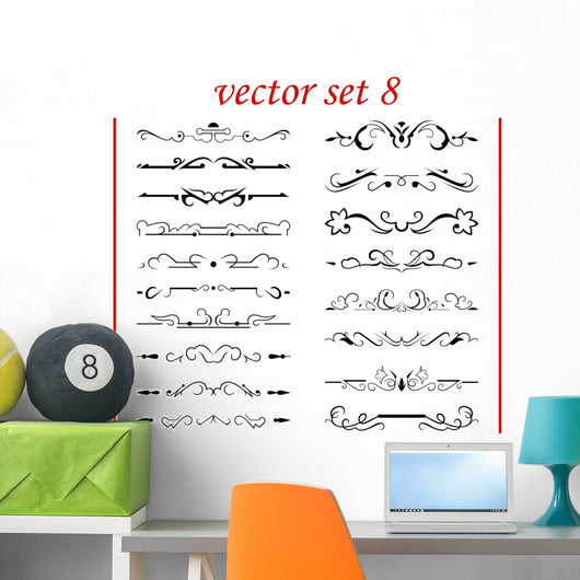 Vector Set 8 Calligraphic Design Wall Decal