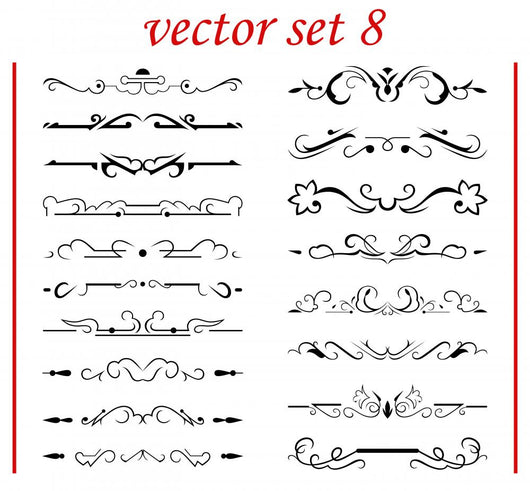 Vector Set 8 Calligraphic Design Wall Decal