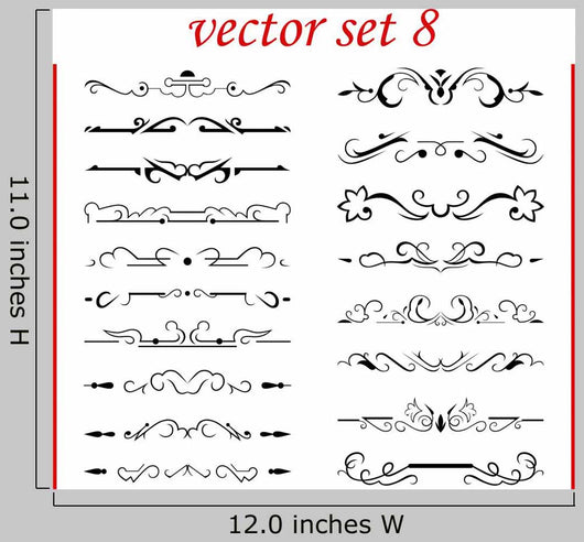 Vector Set 8 Calligraphic Design Wall Decal