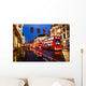 Red Bus Rainy Street Wall Decal
