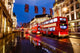 Red Bus Rainy Street Wall Decal