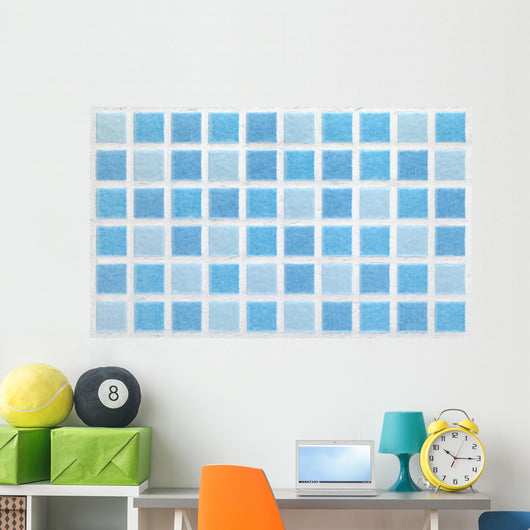 Blue Mosaic Tiles - Rectangle Wall Decal