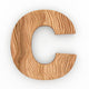 3D Wood Font Character "C" Wall Decal