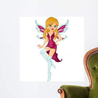 Fairy Fashion Wall Decal shown on a wall