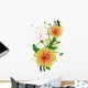 Yellow Hibiscus Illustration Wall Decal