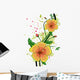 Yellow Hibiscus Illustration Wall Decal